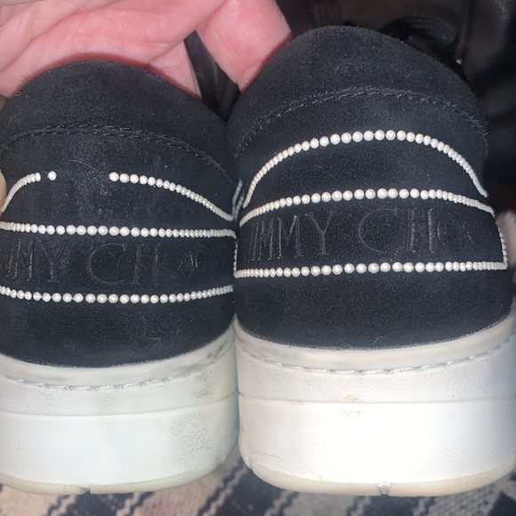 Jimmy Choo Hawaii Black Suede Pearl sneakers sz 40 1/2 fits a size 10 - Picture 9 of 12